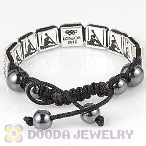 Handmade London 2012 Olympics Canoe Slalom Square Alloy Bracelets With Hematite