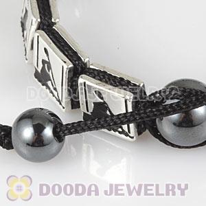 Handmade London 2012 Olympics Canoe Slalom Square Alloy Bracelets With Hematite