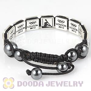 Handmade London 2012 Olympics Canoe Slalom Square Alloy Bracelets With Hematite