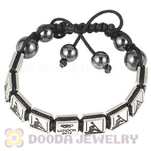 Handmade London 2012 Olympics Canoe Slalom Square Alloy Bracelets With Hematite