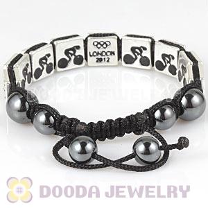 Handmade London 2012 Olympics Cycling Track Square Alloy Bracelets With Hematite