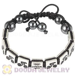 Handmade London 2012 Olympics Cycling Track Square Alloy Bracelets With Hematite