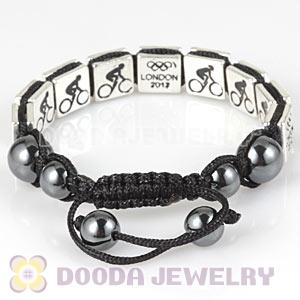 Handmade London 2012 Olympics Cycling Road Square Alloy Bracelets With Hematite