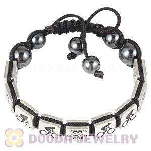 Handmade London 2012 Olympics Cycling Road Square Alloy Bracelets With Hematite