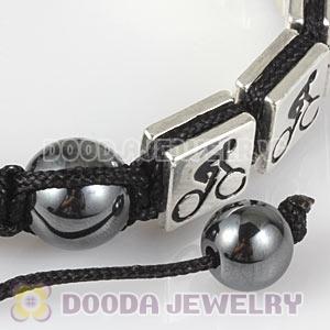 Handmade London 2012 Olympics Cycling Road Square Alloy Bracelets With Hematite