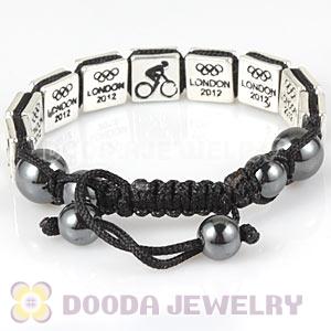 Handmade London 2012 Olympics Cycling Road Square Alloy Bracelets With Hematite