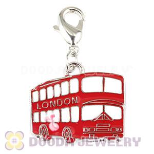 Platinum Plated Alloy Enamel London Double Decker Bus Charms Wholesale