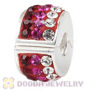  925 Sterling Silver Clip Charm Beads With Austrian Crystal 