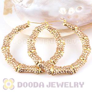 Cheap 85mm Basketball Wives Bamboo Crystal Hoop Earrings Wholesale