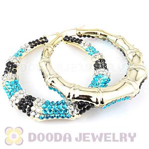 Cheap 80mm Basketball Wives Bamboo Crystal Hoop Earrings Wholesale