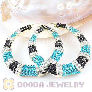 Cheap 80mm Basketball Wives Bamboo Crystal Hoop Earrings Wholesale