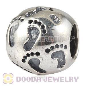 Sterling Silver European Family Footprints Charm Beads Wholesale