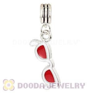 Platinum Plated Alloy European Enamel Red Sunglass Charms Wholesale