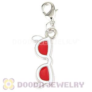Platinum Plated Alloy Enamel European Jewelry Red Sunglass Charms Wholesale 