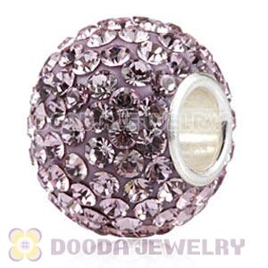 10X13 Big Charm Beads With 130pcs Light Amethyst Austrian Crystal 925 Silver Core