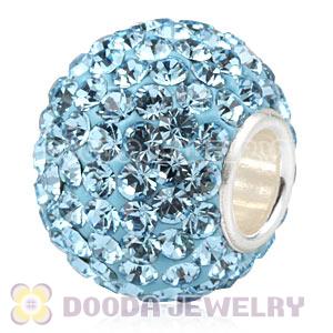 10X13 Big Charm Beads With 130pcs Aquamarine Austrian Crystal 925 Silver Core
