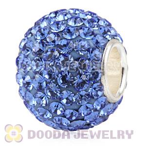 10X13 Big Charm Beads With 130pcs Sapphire Austrian Crystal 925 Silver Core