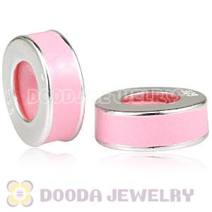 925 Sterling Silver Enamel Pink Stopper Charms Beads For Bracelets