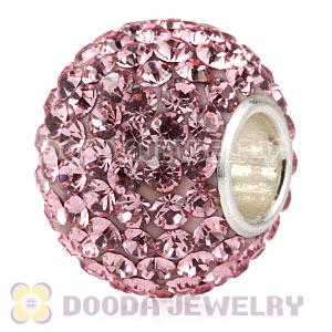 10X13 Big Charm Beads With 130pcs Light Rose Austrian Crystal 925 Silver Core