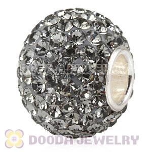 10X13 Big Charm Beads With 130pcs Black Diamond Austrian Crystal 925 Silver Core