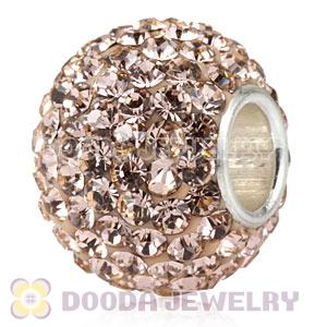 10X13 Big Charm Beads With 130pcs Light Peach Austrian Crystal 925 Silver Core
