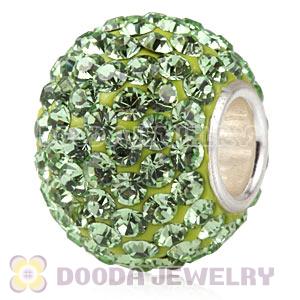 10X13 Big Charm Beads With 130pcs Peridot Austrian Crystal 925 Silver Core