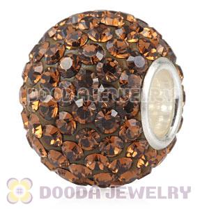 10X13 Big Charm Beads With 130pcs Smoked Topaz Austrian Crystal 925 Silver Core