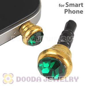 Earphone Jack Plug Accessory With Green Crystal For Smart Phone Wholesale 