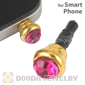 Earphone Jack Plug Accessory With Fushia Crystal For Smart Phone Wholesale 