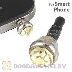 Earphone Jack Plug Accessory With Yellow Crystal For Smart Phone Wholesale 