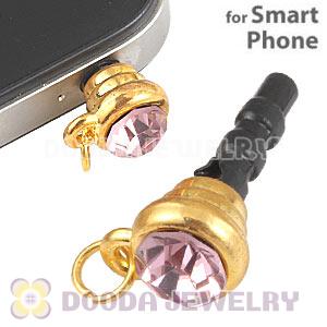 Earphone Jack Plug Accessory With Pink Crystal For Smart Phone Wholesale 