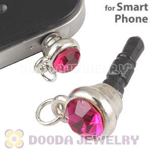 Earphone Jack Plug Accessory With Fushia Crystal For Smart Phone Wholesale 