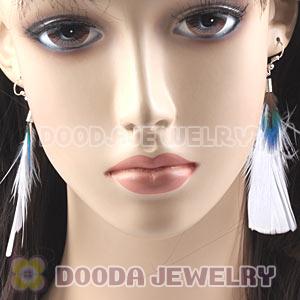 Fashion White Bohemian Feather Earrings With Alloy Fishhook Wholesale