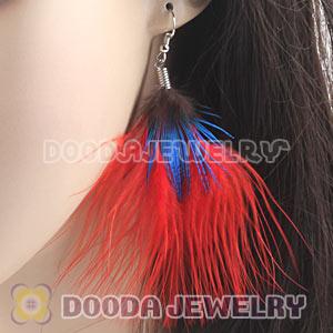 Wholesale Pink Tibetan Jaderic Bohemia Styles Shagginess Feather Earrings