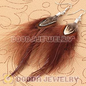 Long Black Tibetan Jaderic Bohemia Styles Grizzly Feather Earrings