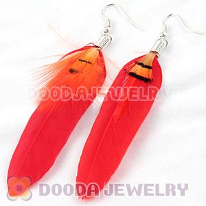 Wholesale Coffee Tibetan Jaderic Indianstyles Grizzly Feather Earrings