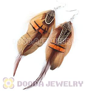 Black Tibetan Jaderic Bohemia Grizzly Feather Earrings Wholesale