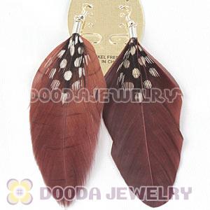 Wholesale Fashion BOHO Grizzly Feather Earrings With Decorated Dot 