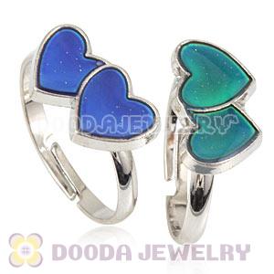 Mix Size Unisex Silver Plated Change Color Heart Finger Ring Wholesale 