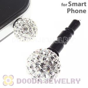 10mm White Czech Crystal Ball Earphone Jack Plug For iPhone Wholesale 