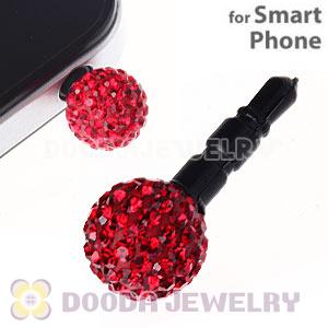 Red Czech Crystal Ball Earphone Jack Plug For iPhone Wholesale 