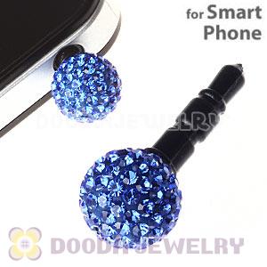 10mm Blue Czech Crystal Ball Earphone Jack Plug For iPhone Wholesale 