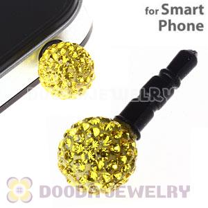 10mm Yellow Czech Crystal Ball Earphone Jack Plug For iPhone Wholesale 