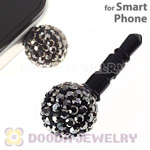 10mm Grey Czech Crystal Ball Earphone Jack Plug For iPhone Wholesale 