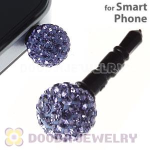10mm Lilac Czech Crystal Ball Earphone Jack Plug For iPhone Wholesale 