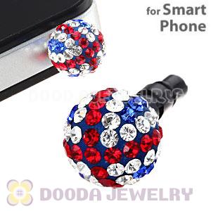 10mm Czech Union Jack Crystal Ball Earphone Jack Plug For iPhone Wholesale 