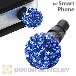 8mm Blue Czech Crystal Ball Earphone Jack Plug For iPhone Wholesale 