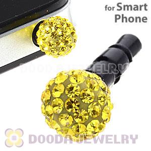 8mm Yellow Czech Crystal Ball Earphone Jack Plug For iPhone Wholesale 