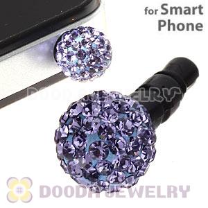 8mm Purple Czech Crystal Ball Earphone Jack Plug For iPhone Wholesale 