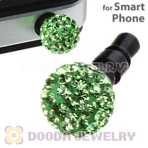 8mm Green Czech Crystal Ball Earphone Jack Plug For iPhone Wholesale 